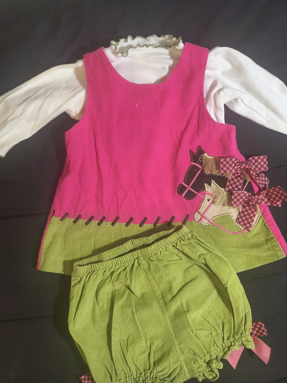 Girls Pink & Green Horse Jumper Costume Set